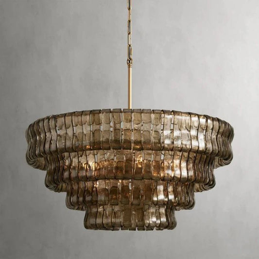 Luxury Copper & Glass Modern Chandelier | D90 cm | Elegant Lighting for Living Rooms & Lounges