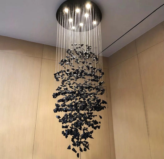 Hanging Chandelier - Black Stone