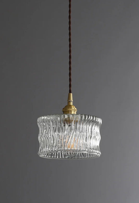 Hanging Lamp with Rippled Glass