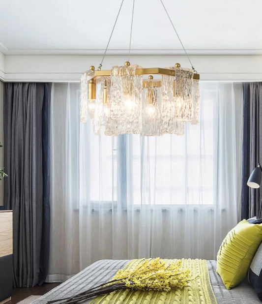 Copper and Glass Chandelier